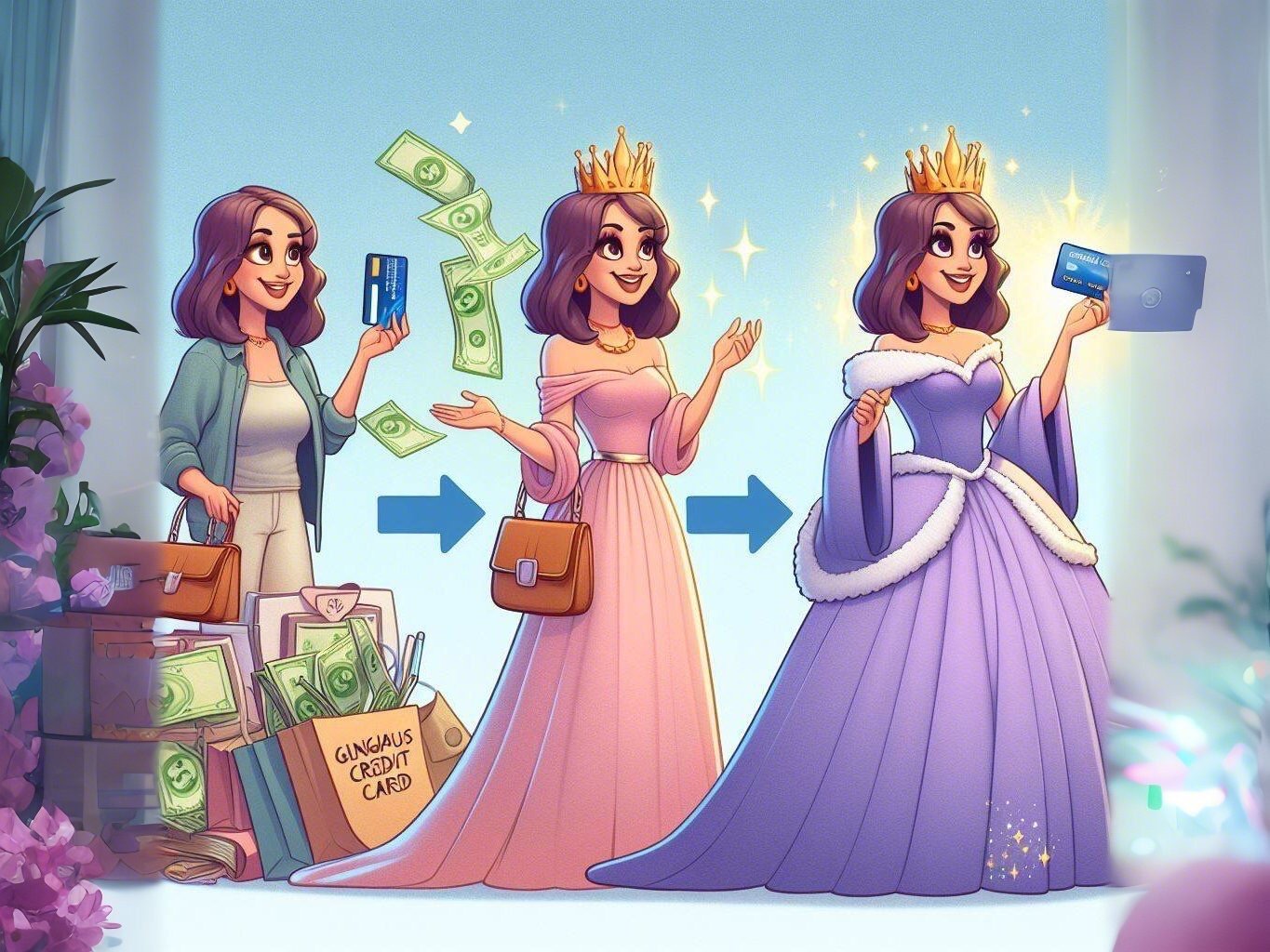 Magic Credit Card,Shopaholic Princess, Wealth, Redemption, Materialism, tale